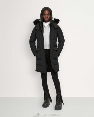 Black / Black Shearling Moose Knuckles ONYX CAUSAPSCAL PARKA Parkas | Uv06-RL00