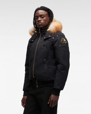 Black / Gold Fox Fur Moose Knuckles GOLD BALLISTIC BOMBER FUR Bombers | nD63-sf51