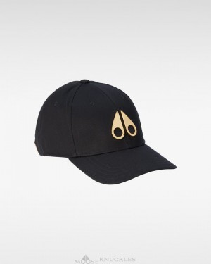 Black / Gold Logo Moose Knuckles GOLD LOGO ICON CAP Baseball caps | av33-aw08