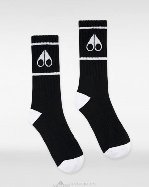 Black / White Moose Knuckles LOGO ICON SOCKS Socks | QQ18-Iq01