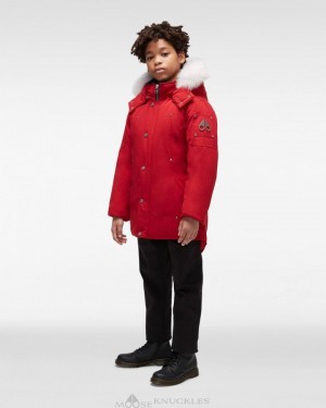 Deep Red / Black Fox Fur Moose Knuckles UNISEX ORIGINAL PARKA FUR Parkas | Ed86-IH30