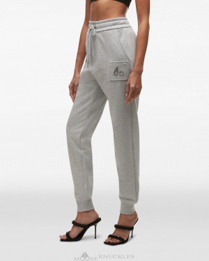 Grey Melange Moose Knuckles BROOKLYN JOGGER Trousers | qP62-ry37