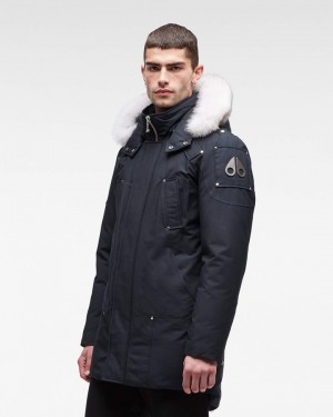 Navy / Natural Fox Fur Moose Knuckles ORIGINAL STIRLING PARKA FUR Parkas | qi40-Up79