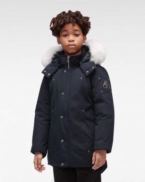 Navy / Natural Fox Fur Moose Knuckles UNISEX ORIGINAL PARKA FUR Parkas | YN72-xe50