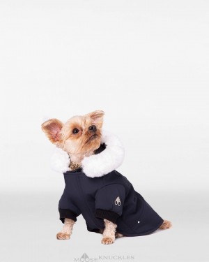 Navy / White Faux Fur Moose Knuckles POOCH PARKA Pet | yx98-gW03