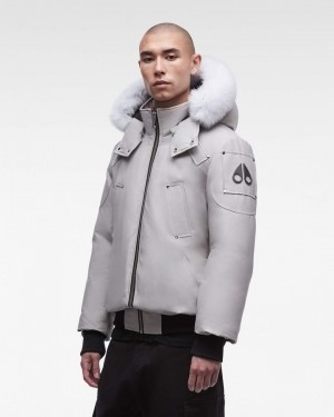 Storm Grey / Natural Fox Fur Moose Knuckles ORIGINAL BALLISTIC BOMBER FUR Bombers | UK25-Ab56