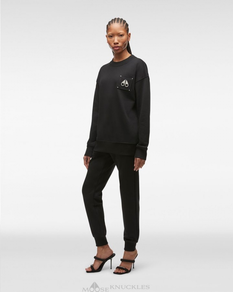 Black Moose Knuckles BROOKLYN CREW NECK Sweatshirts | xf20-Ah53