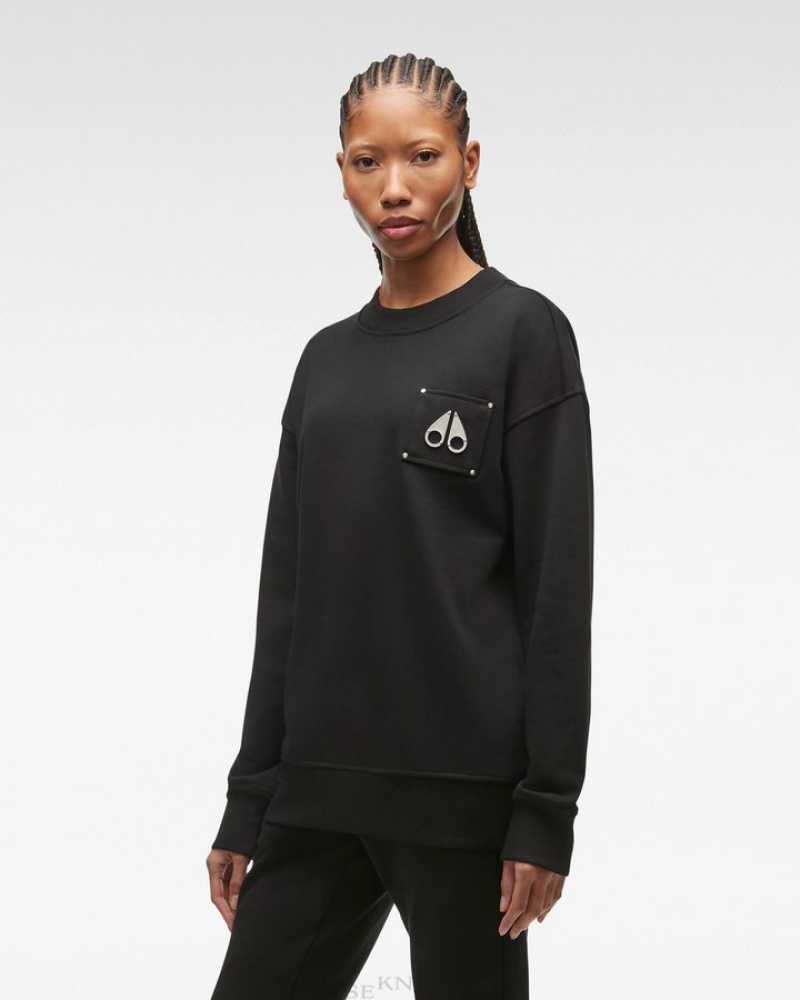 Black Moose Knuckles BROOKLYN CREW NECK Sweatshirts | xf20-Ah53