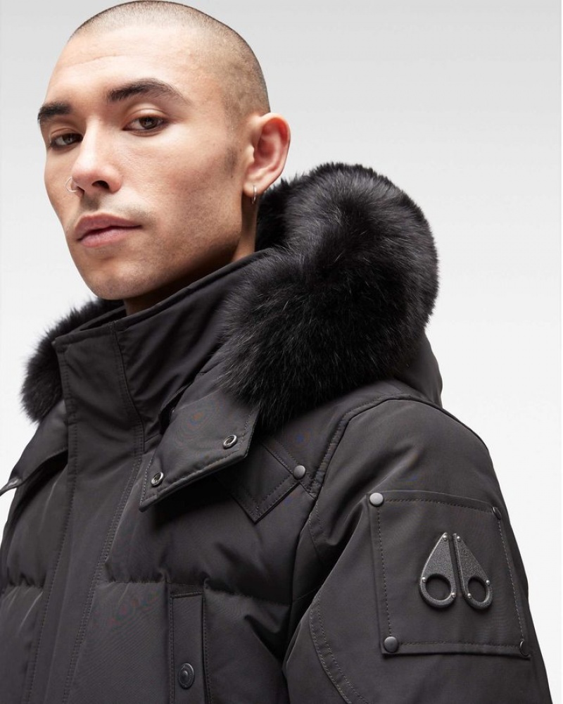 Black / Black Fox Fur Moose Knuckles ONYX BIG RIDGE PARKA Parkas | TV77-Pq54