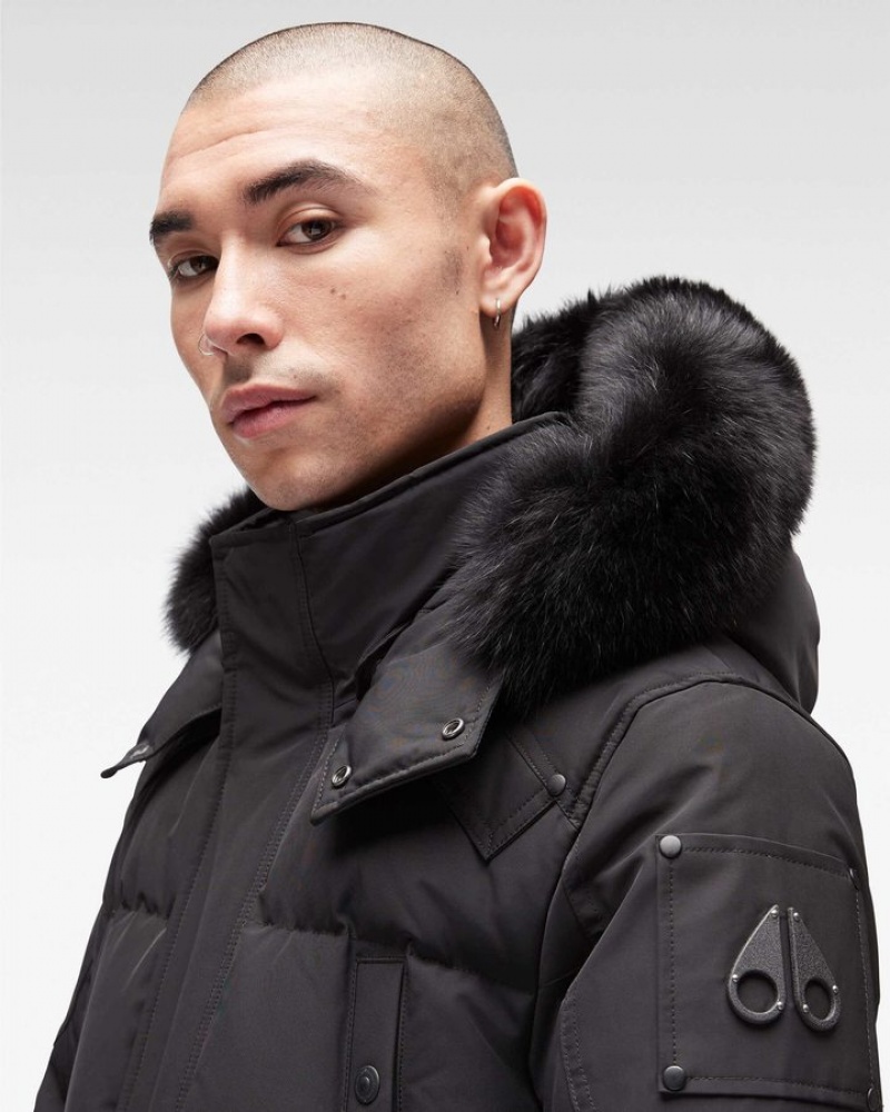 Black / Black Fox Fur Moose Knuckles ONYX BIG RIDGE PARKA Parkas | TV77-Pq54