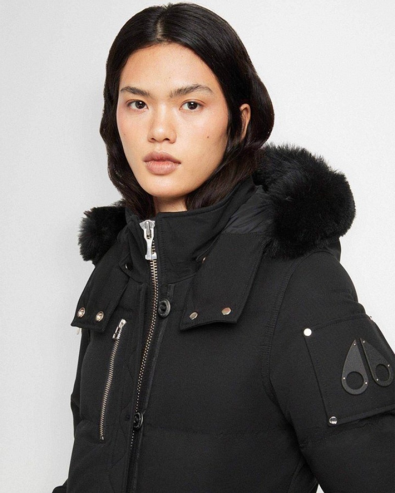 Black / Black Shearling Moose Knuckles CLOUD 3Q JACKET SHEARLING Jackets | IG46-li63