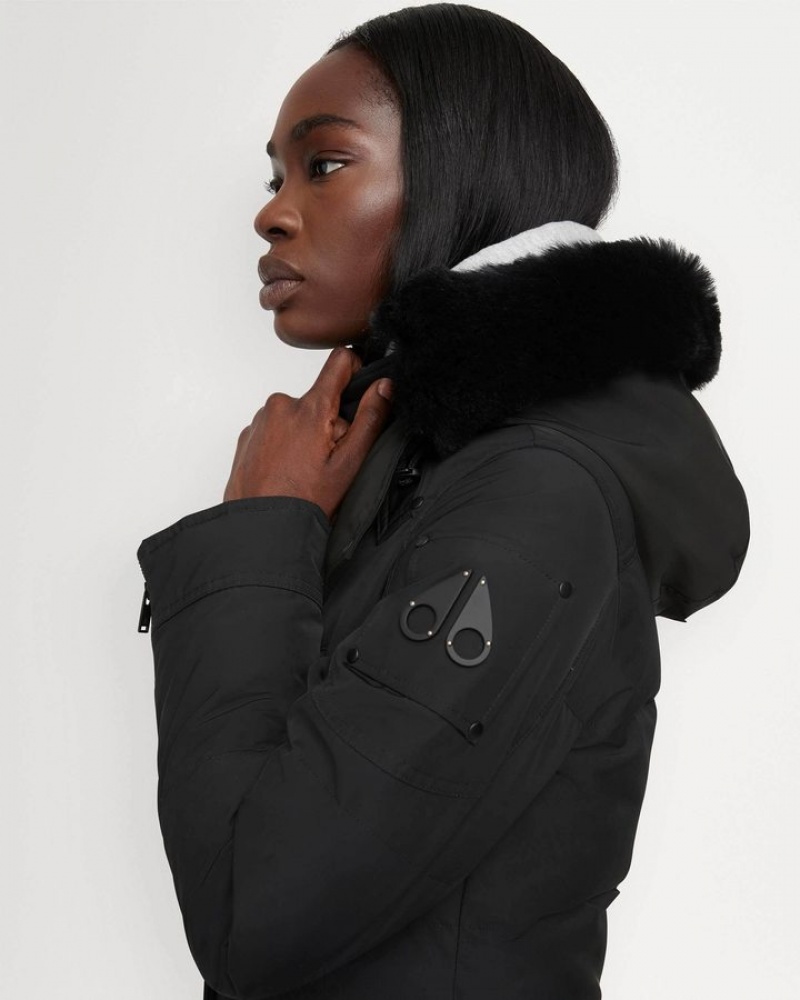 Black / Black Shearling Moose Knuckles ONYX CAUSAPSCAL PARKA Parkas | Uv06-RL00