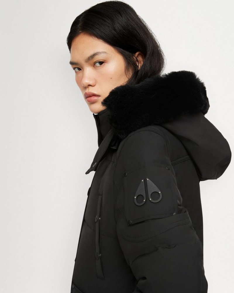 Black / Black Shearling Moose Knuckles ONYX ANGUILLE JACKET SHEARLING Jackets | nX75-bF57