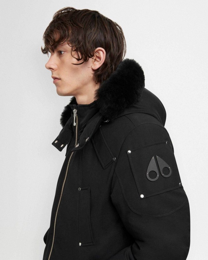 Black / Black Shearling Moose Knuckles ORIGINAL BALLISTIC BOMBER SHEARLING Bombers | pj31-AI93