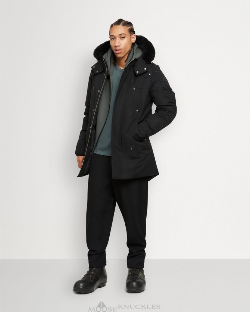 Black / Black Shearling Moose Knuckles ORIGINAL STIRLING PARKA SHEARLING Parkas | LK45-Ll44