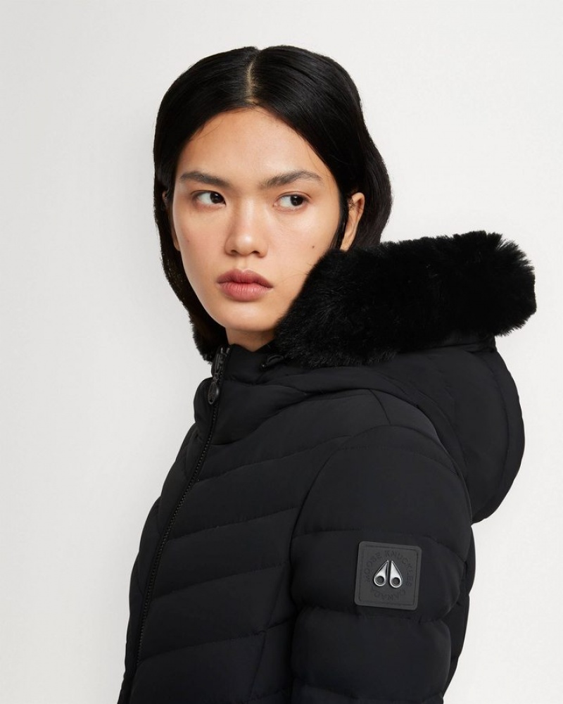 Black / Black Shearling Moose Knuckles ROSELAWN JACKET Jackets | iR44-uv00