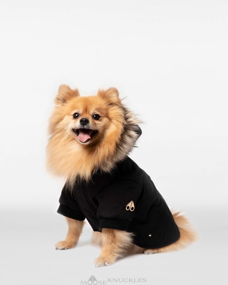 Black / Gold Faux Fur Moose Knuckles POOCH PARKA Pet | pg79-Us66