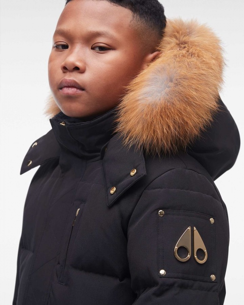 Black / Gold Fox Fur Moose Knuckles UNISEX GOLD 3Q FUR Jackets | dv01-gE44