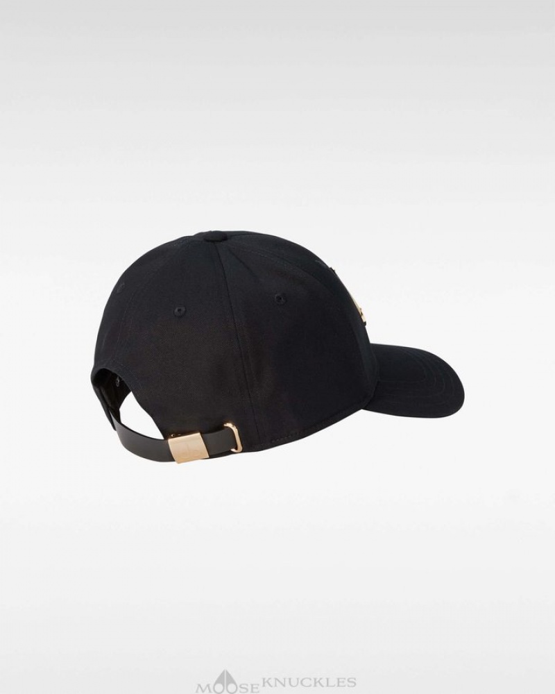 Black / Gold Logo Moose Knuckles GOLD LOGO ICON CAP Baseball caps | av33-aw08