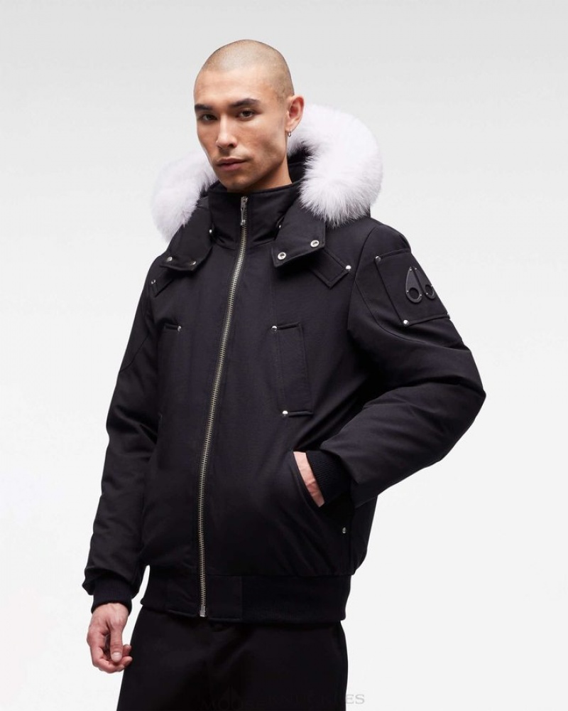 Black / Natural Fox Fur Moose Knuckles ORIGINAL BALLISTIC BOMBER FUR Bombers | Lc47-cE53