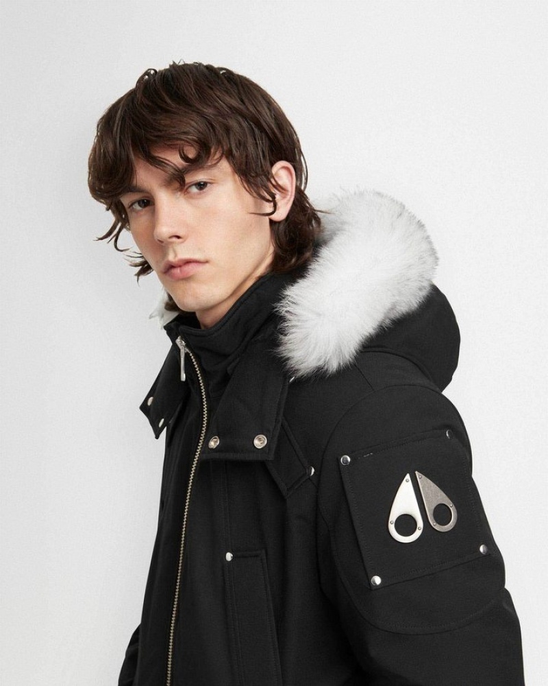 Black / Natural Shearling Moose Knuckles ORIGINAL BALLISTIC BOMBER SHEARLING Bombers | Gr42-zj33