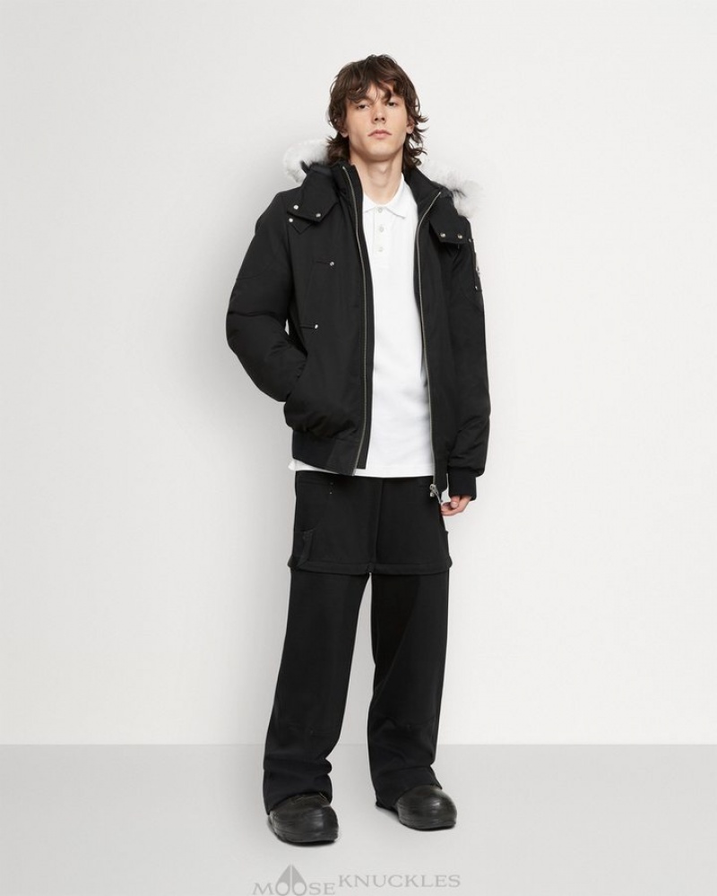 Black / Natural Shearling Moose Knuckles ORIGINAL BALLISTIC BOMBER SHEARLING Bombers | Gr42-zj33