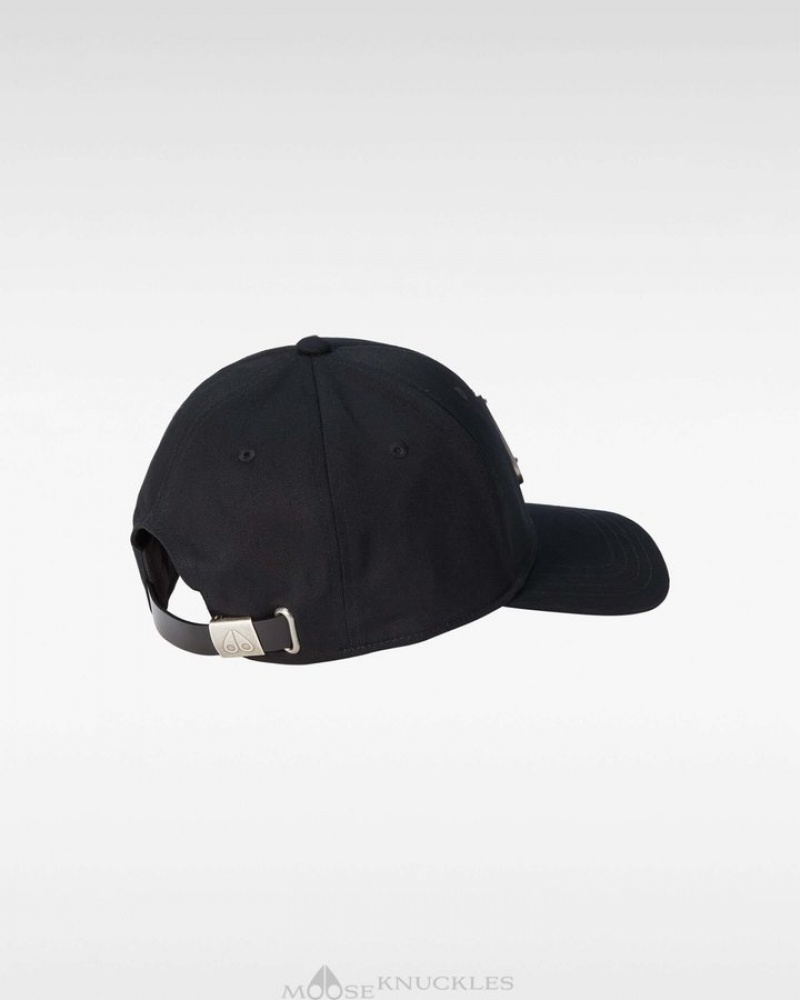 Black / Nickel Logo Moose Knuckles LOGO ICON CAP Baseball caps | kj84-YV98