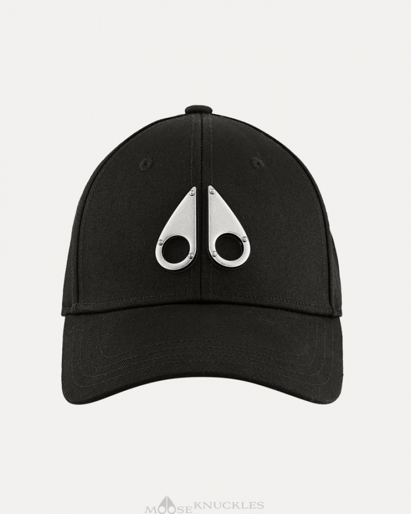 Black / Nickel Logo Moose Knuckles LOGO ICON CAP Baseball caps | kj84-YV98