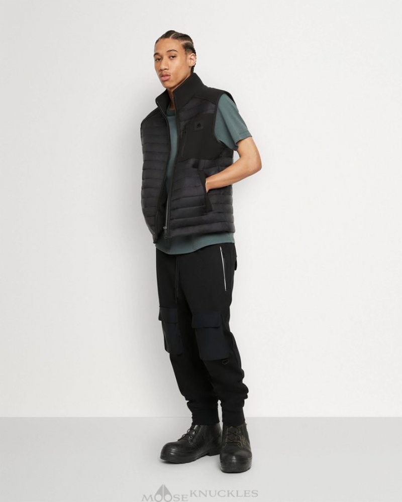 Black / Shiny Black Moose Knuckles SHERWOOD VEST Vests | TT07-bh85