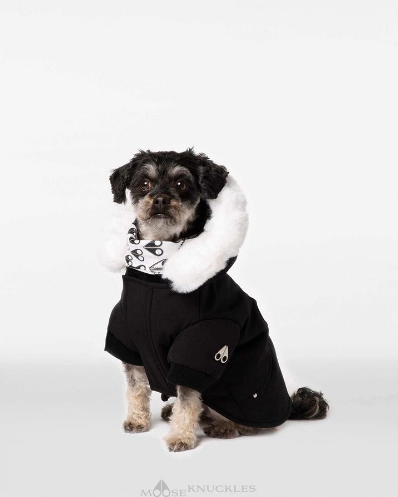 Black / White Faux Fur Moose Knuckles POOCH PARKA Pet | Mt52-AF26