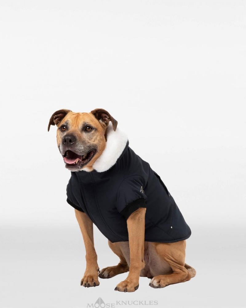 Black / White Faux Fur Moose Knuckles POOCH PARKA Pet | aW36-LW56