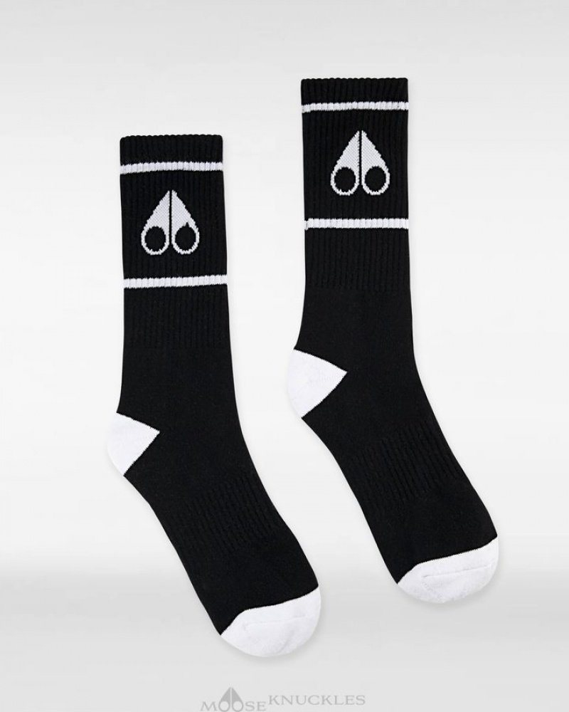 Black / White Moose Knuckles LOGO ICON SOCKS Socks | vB21-rl20