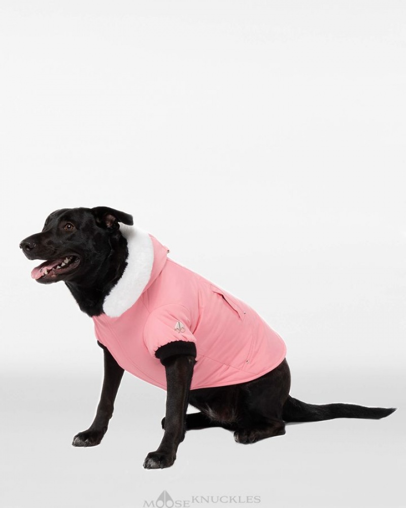 Bubble Gum / White Faux Fur Moose Knuckles POOCH PARKA Pet | rN38-bs45