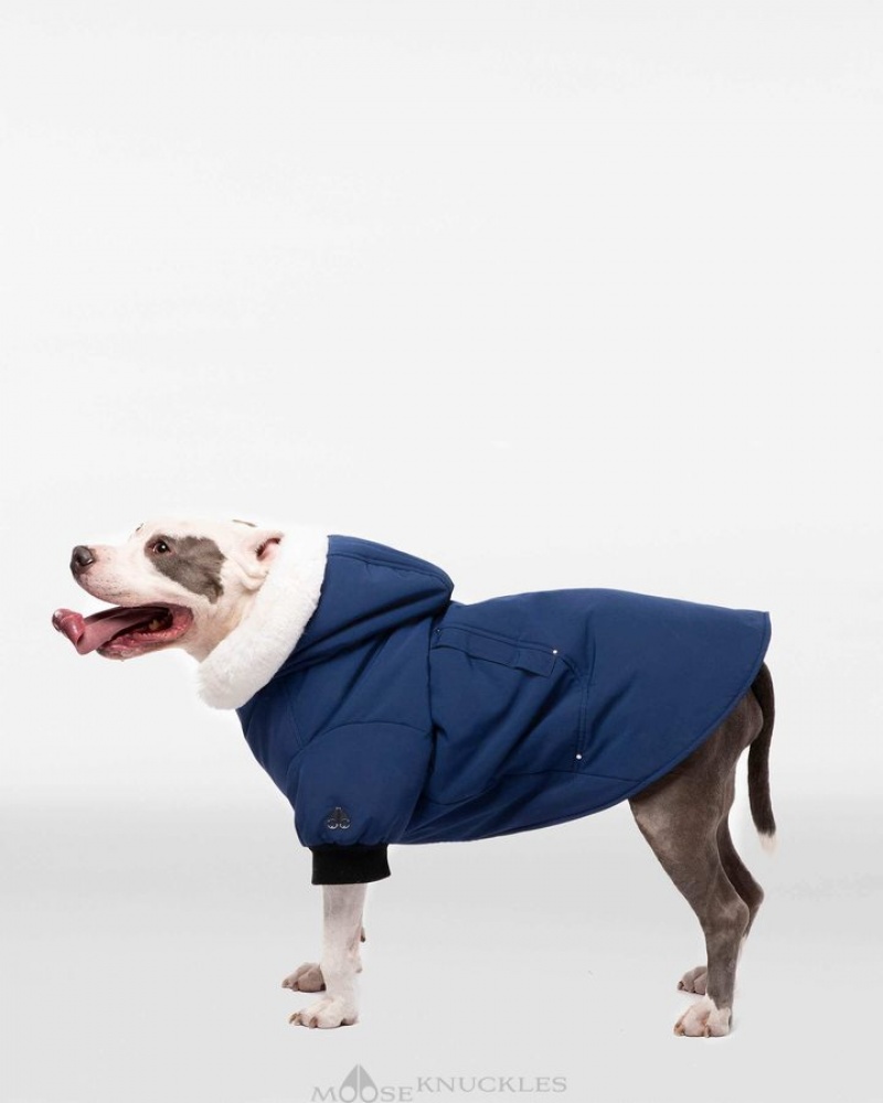 Cobalt Blue / White Faux Fur Moose Knuckles POOCH PARKA Pet | vZ60-tZ55