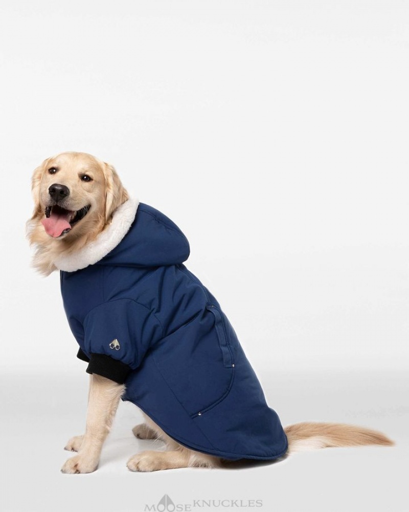 Cobalt Blue / White Faux Fur Moose Knuckles POOCH PARKA Pet | vZ60-tZ55