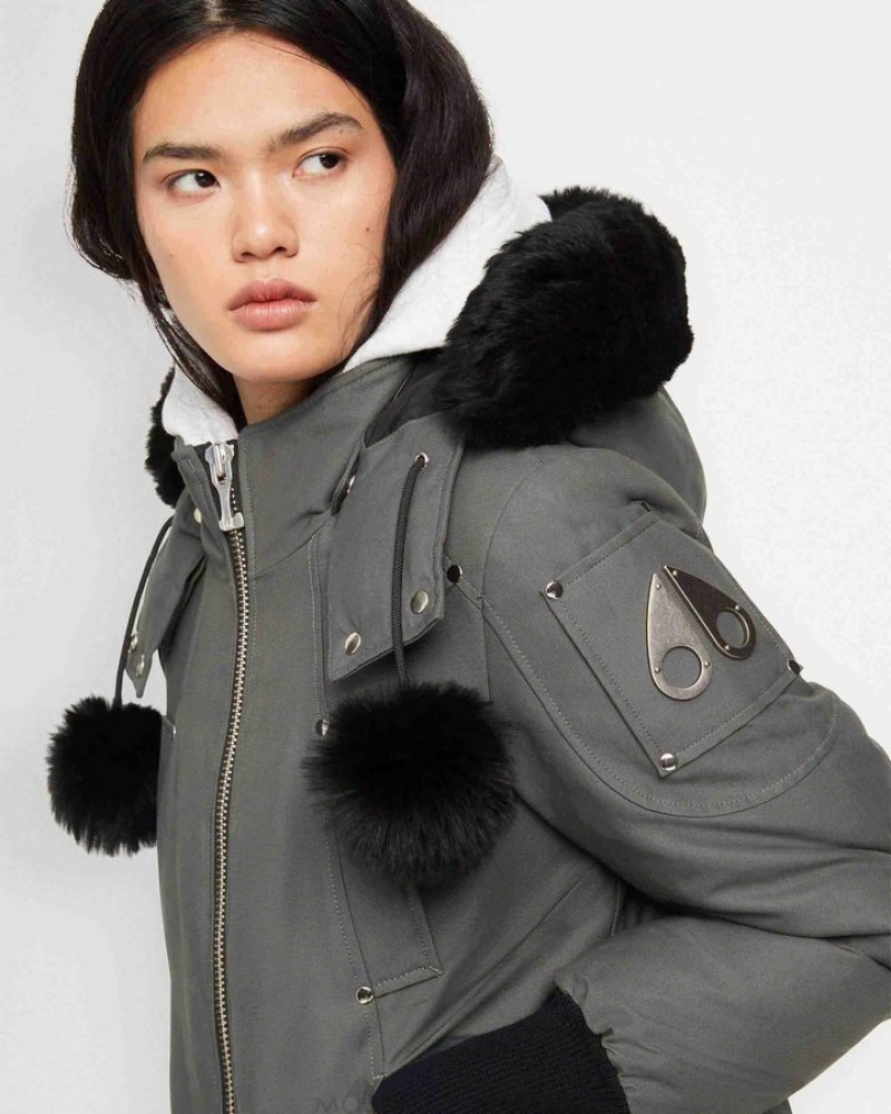 Forest Hill / Black Shearling Moose Knuckles ORIGINAL DEBBIE BOMBER SHEARLING Bombers | yG38-Bs33