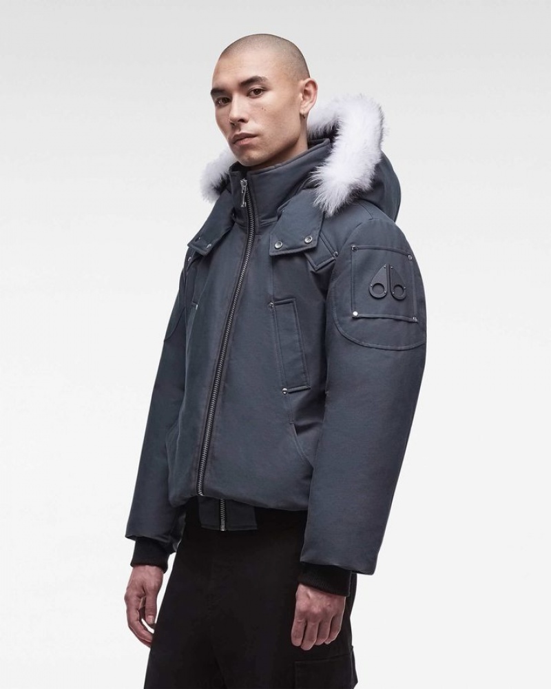 Granite / Natural Shearling Moose Knuckles ORIGINAL BALLISTIC BOMBER SHEARLING Bombers | oL89-Bi13