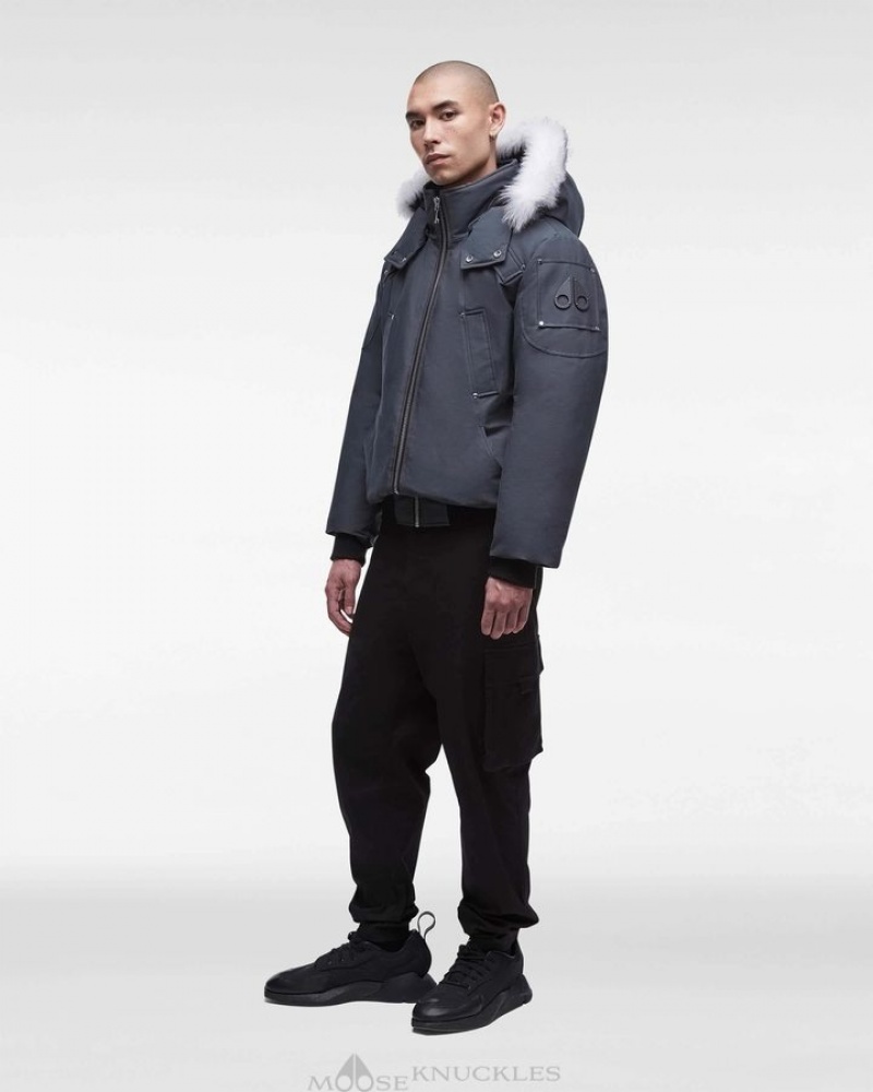 Granite / Natural Shearling Moose Knuckles ORIGINAL BALLISTIC BOMBER SHEARLING Bombers | oL89-Bi13