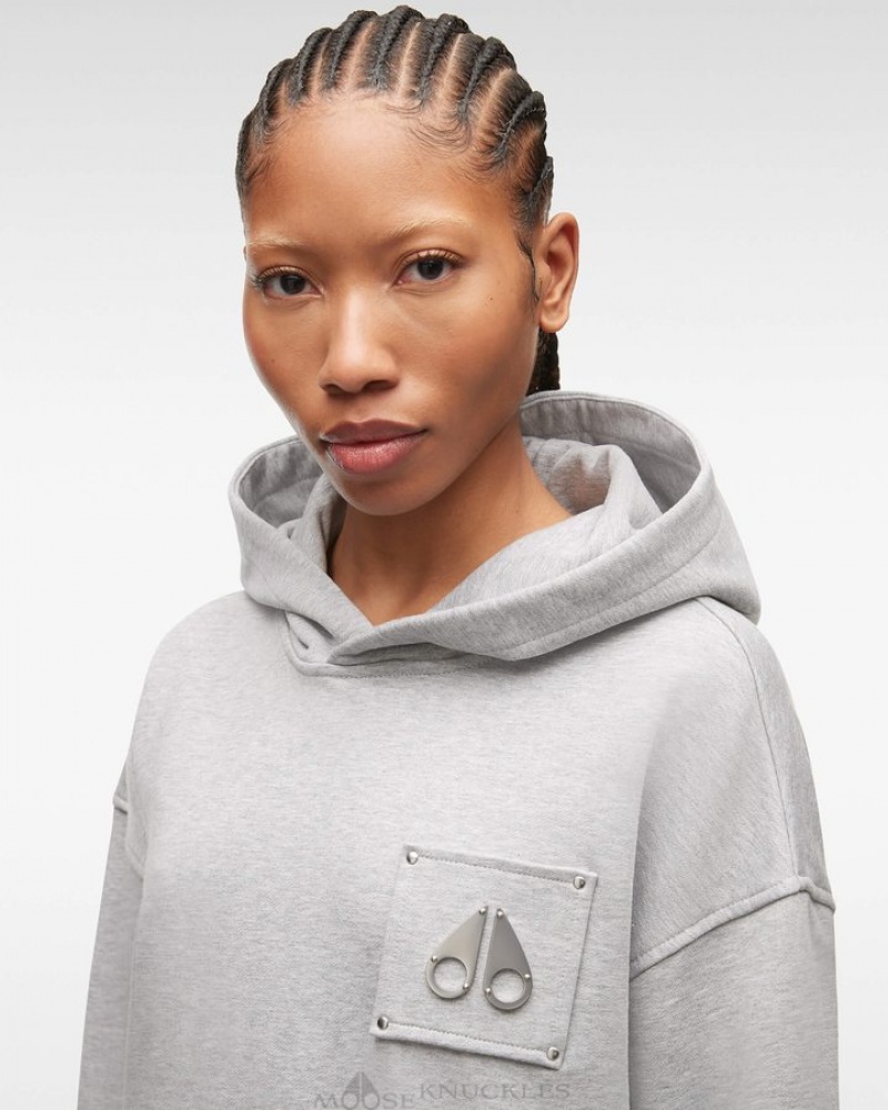 Grey Melange Moose Knuckles BROOKLYN HOODIE Sweatshirts | rX89-TO88