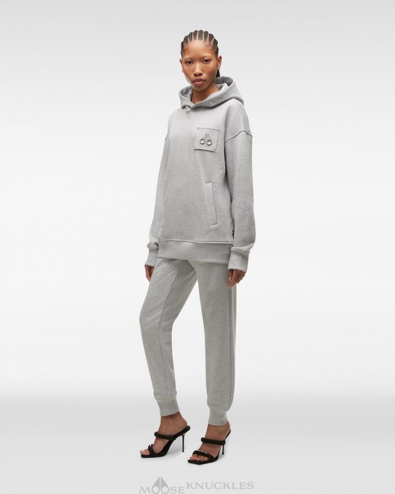 Grey Melange Moose Knuckles BROOKLYN HOODIE Sweatshirts | rX89-TO88