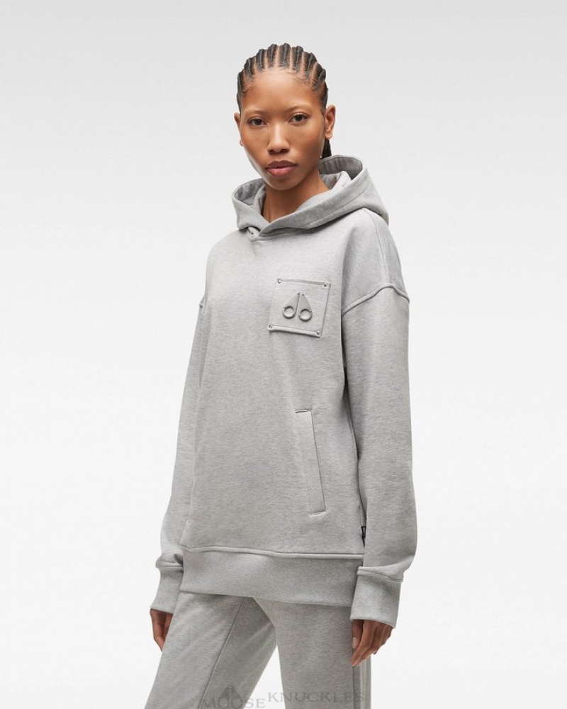 Grey Melange Moose Knuckles BROOKLYN HOODIE Sweatshirts | rX89-TO88