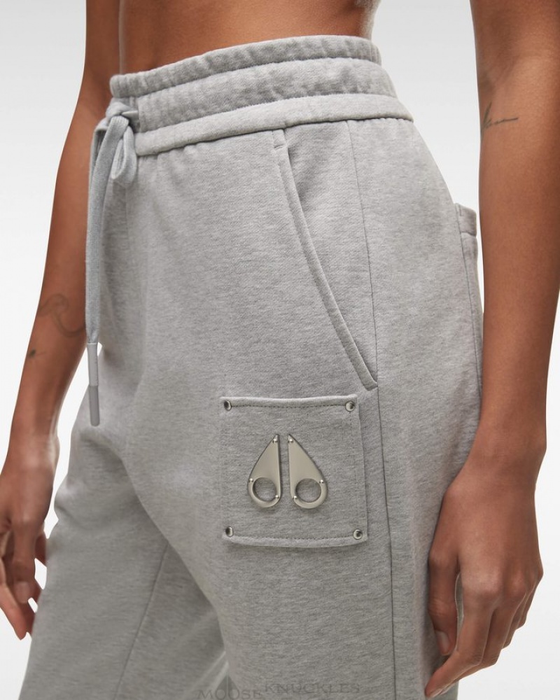 Grey Melange Moose Knuckles BROOKLYN JOGGER Trousers | qP62-ry37