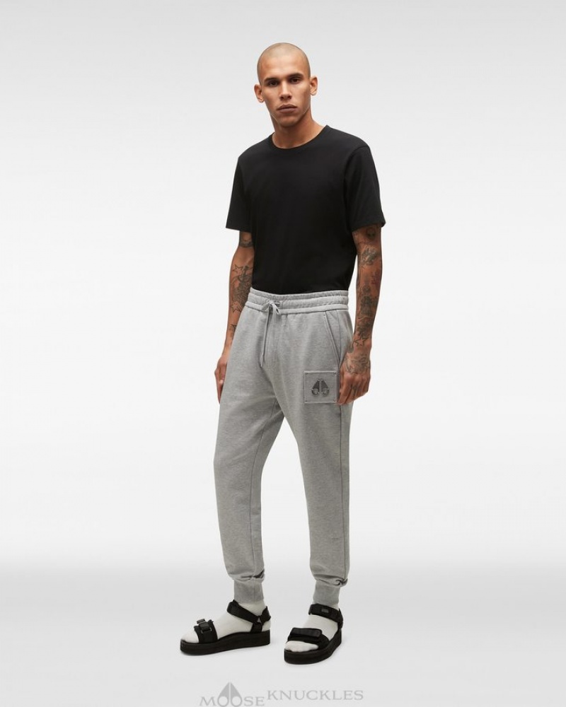 Grey Melange Moose Knuckles BROOKLYN JOGGER Trousers | Uy33-MV02