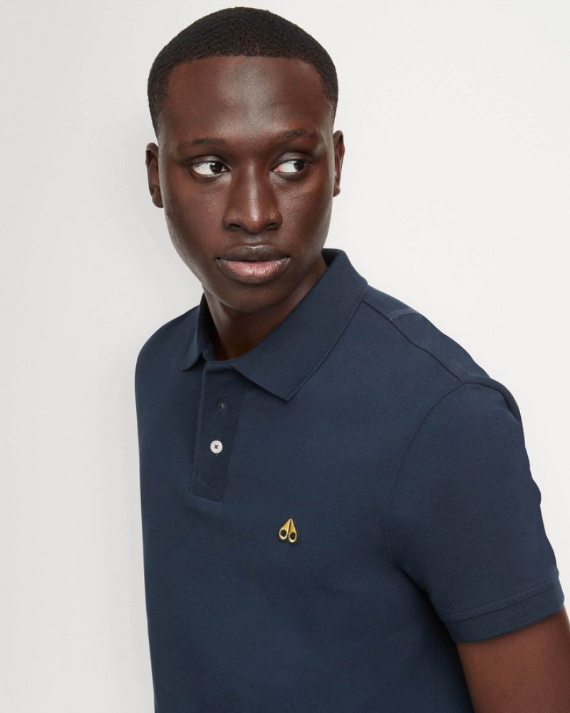 Navy Moose Knuckles PIQUE GOLD POLO Tees | sC62-gp05