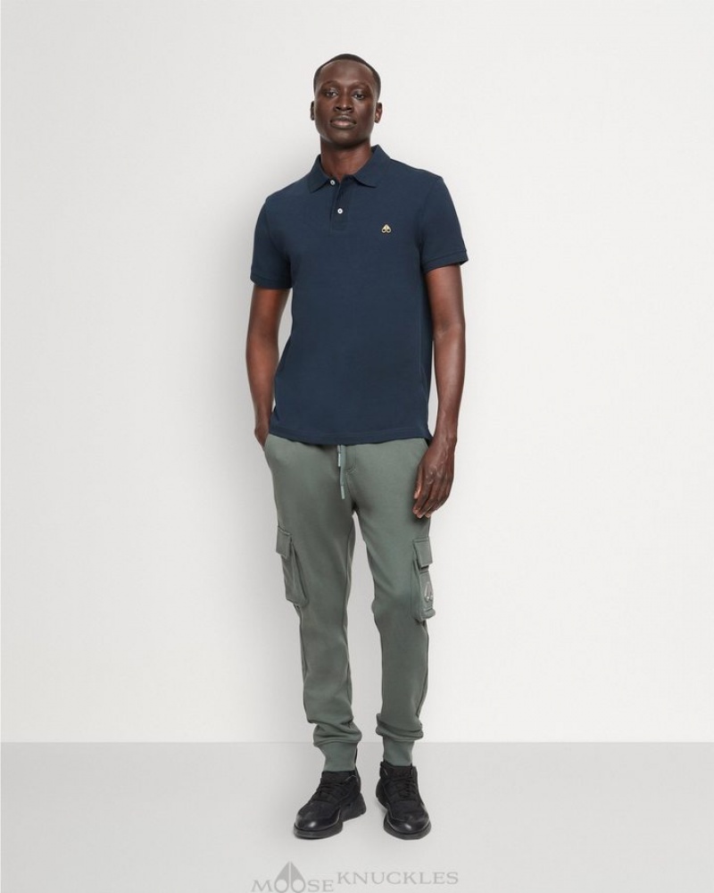 Navy Moose Knuckles PIQUE GOLD POLO Tees | sC62-gp05