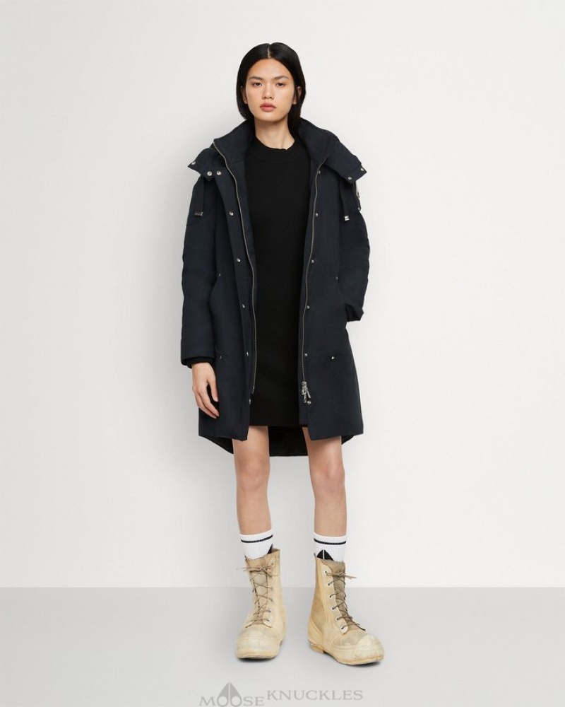 Navy / Black Shearling Moose Knuckles ORIGINAL STIRLING PARKA Parkas | De28-wi19