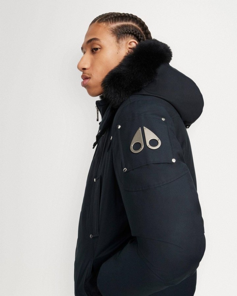 Navy / Black Shearling Moose Knuckles ORIGINAL BALLISTIC BOMBER SHEARLING Bombers | XX91-nz23