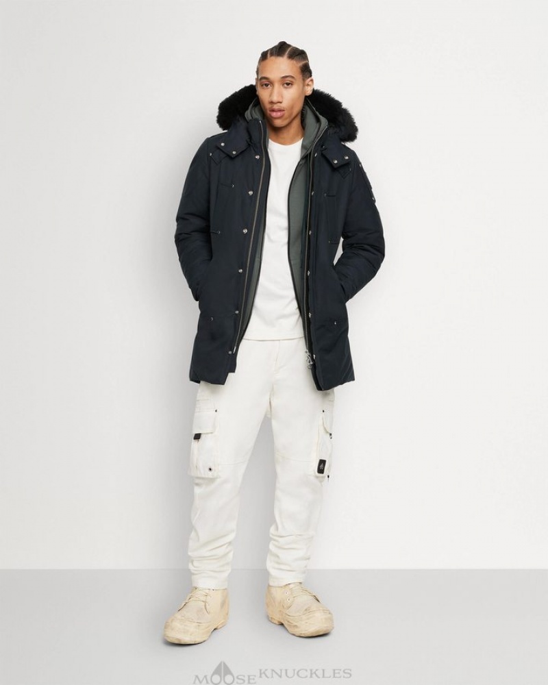 Navy / Black Shearling Moose Knuckles ORIGINAL STIRLING PARKA SHEARLING Parkas | zB96-QM20