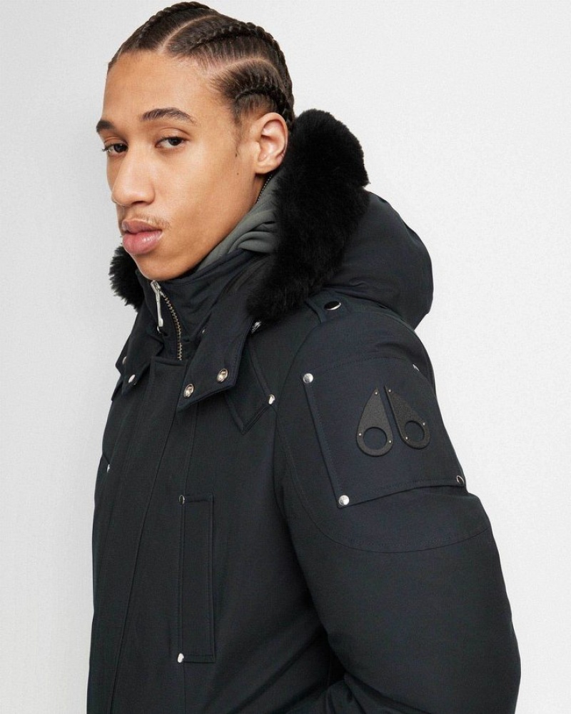 Navy / Black Shearling Moose Knuckles ORIGINAL STIRLING PARKA SHEARLING Parkas | zB96-QM20