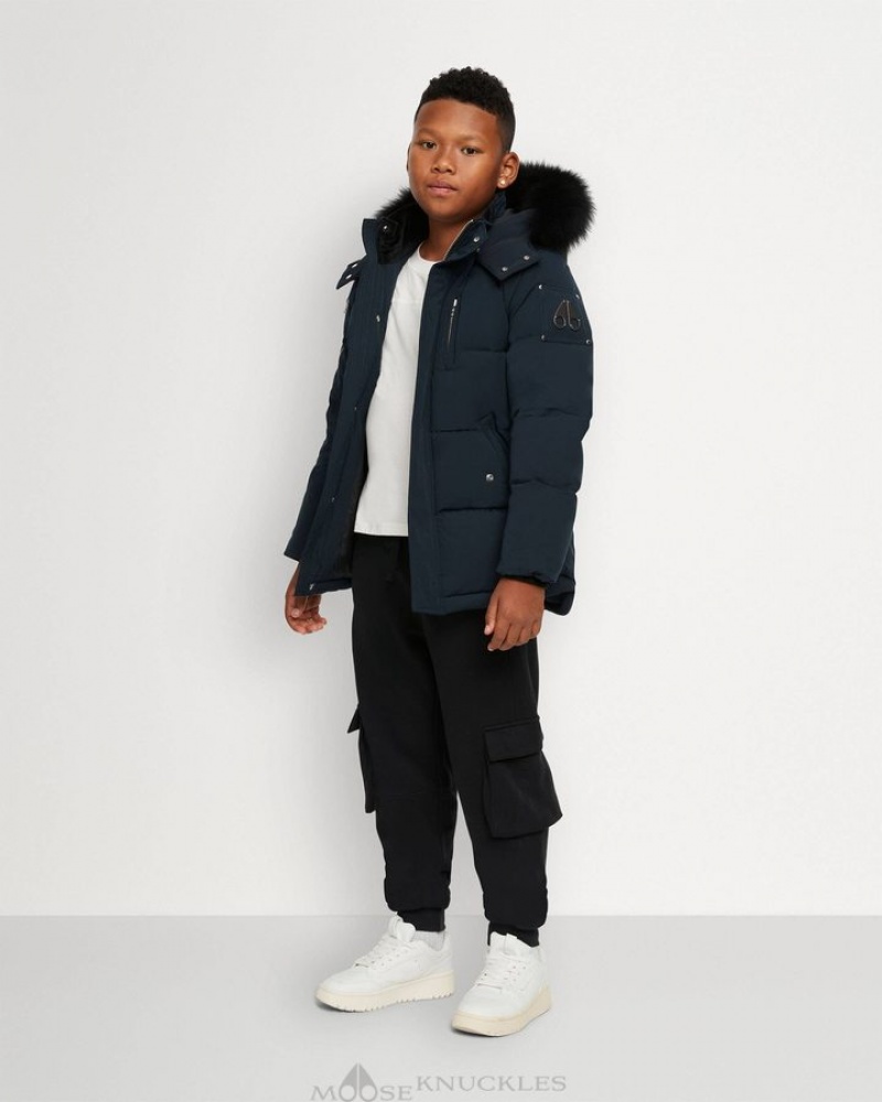 Navy / Black Shearling Moose Knuckles UNISEX ORIGINAL 3Q SHEARLING Jackets | hX01-eM85